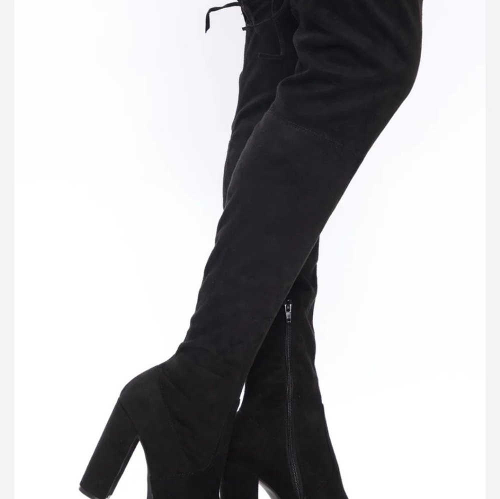 Women black knee high boots